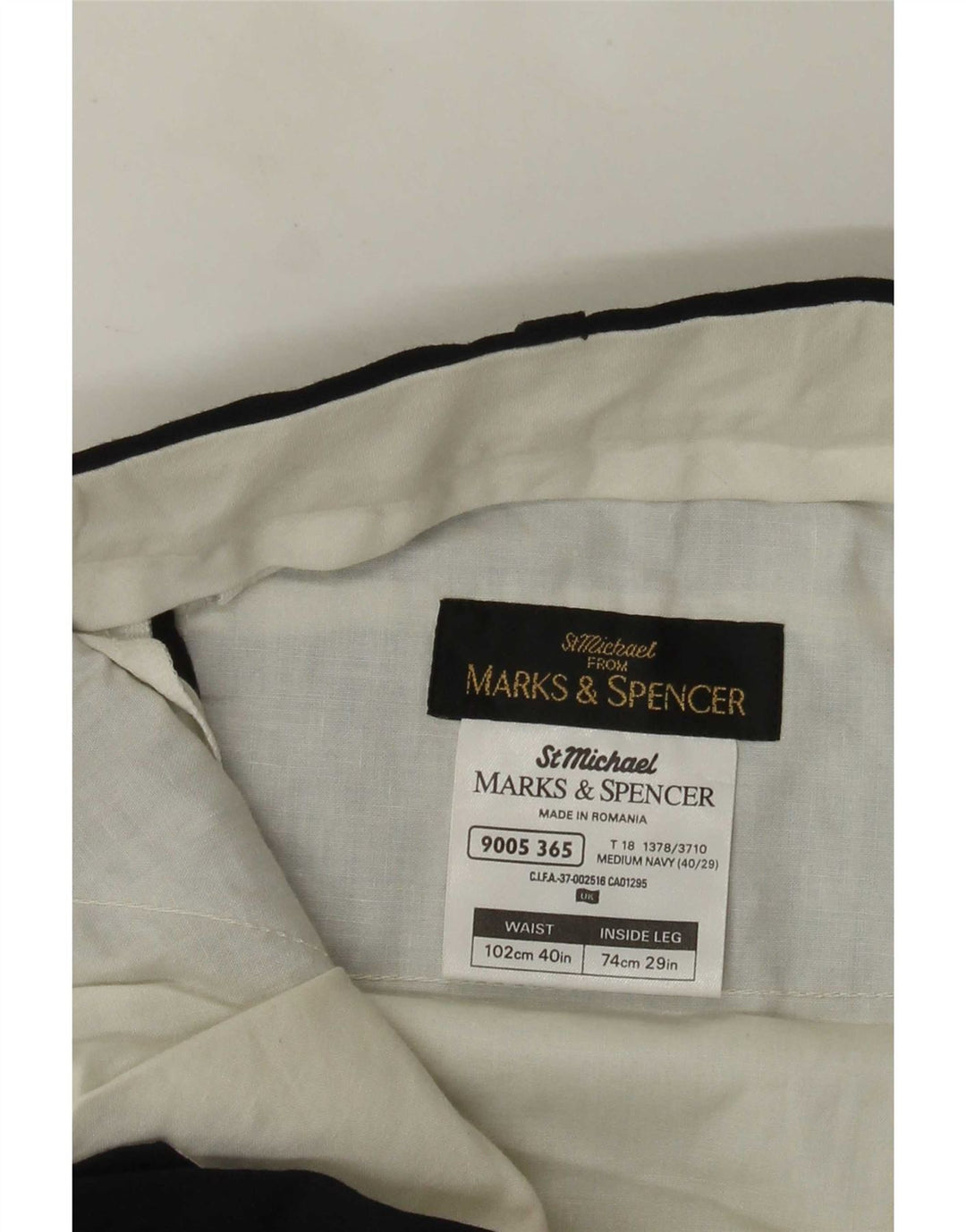 Мужские прямые костюмные брюки Marks & Spencer W40 L29 темно-синие из полиэстера