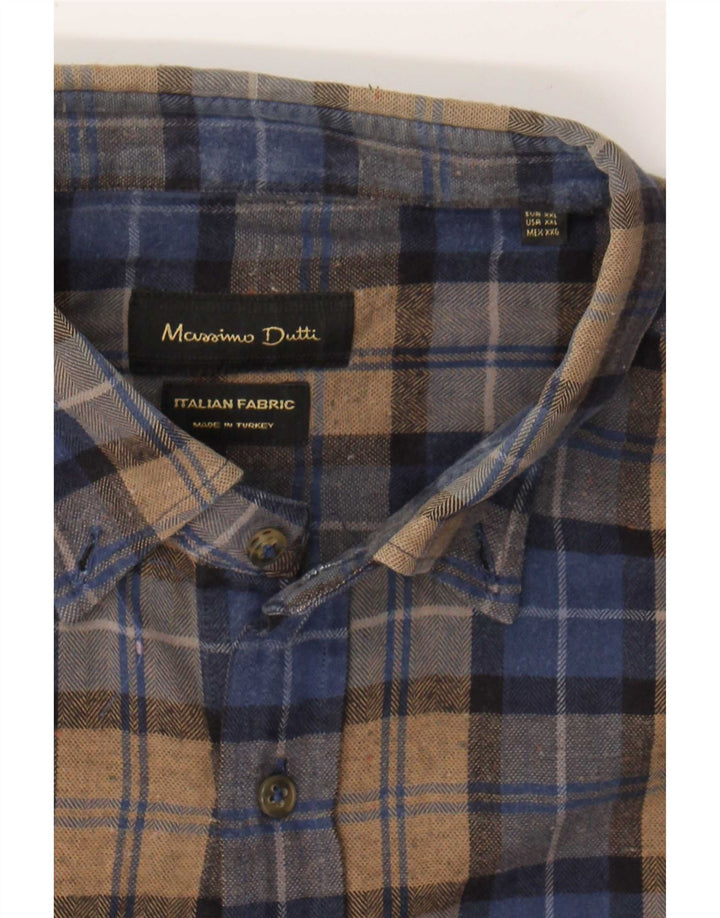 Мужская фланелевая рубашка Massimo Dutti 2XL коричневая клетка