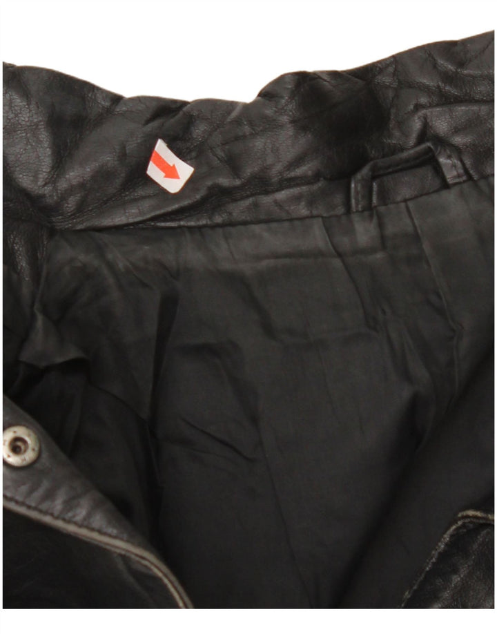 ВИНТАЖНАЯ женская кожаная куртка оверсайз EU 42, большая черная кожа