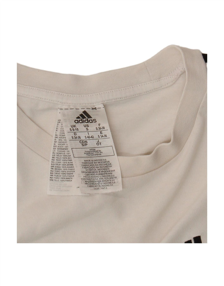 ADIDAS Womens Top Long Sleeve UK 8/10 Small White Cotton