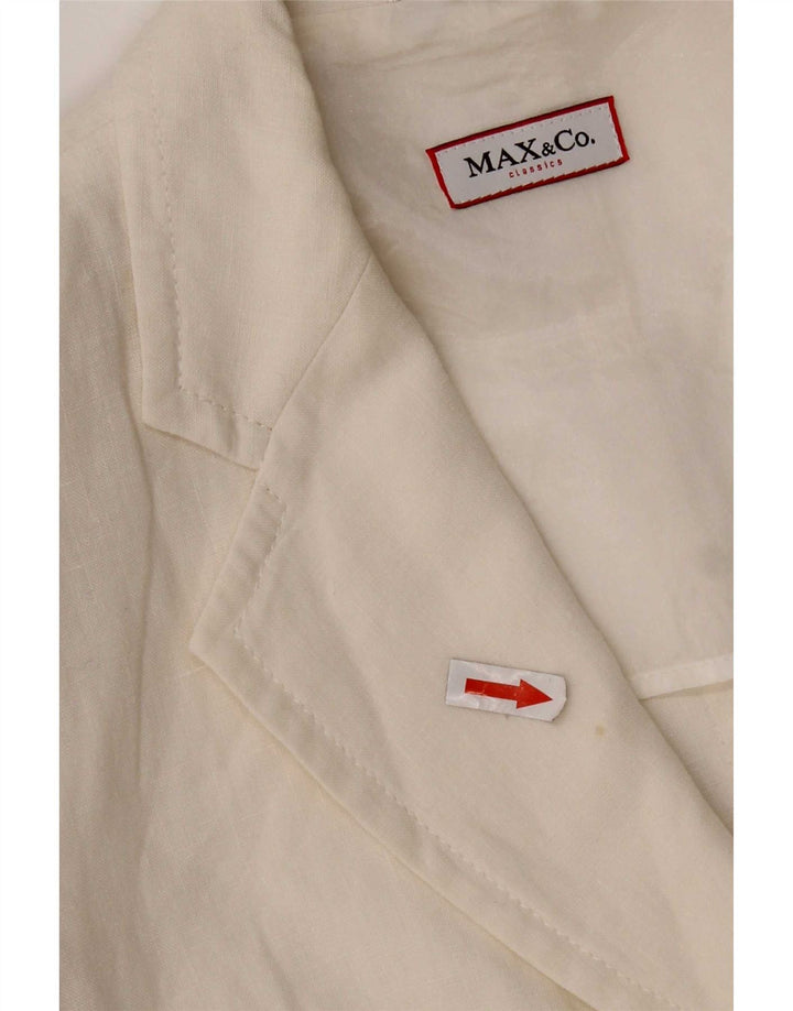 Женский пиджак Max & Co. на 3 пуговицах, Великобритания, 8, маленький, белый льняной