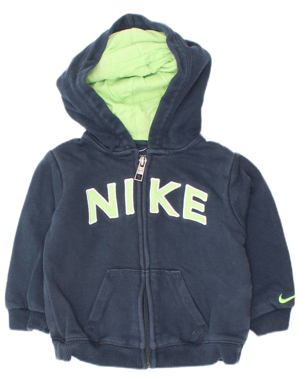 Свитер с капюшоном и молнией с графическим рисунком Nike для мальчиков 9–12 месяцев, темно-синий, хлопковый