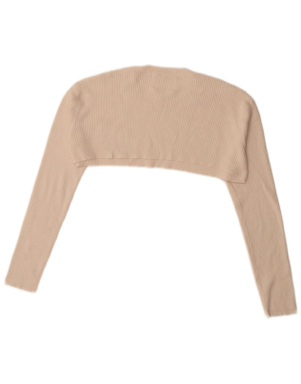 Укороченный топ с длинными рукавами Zara для девочек 13-14 лет, белый цвет