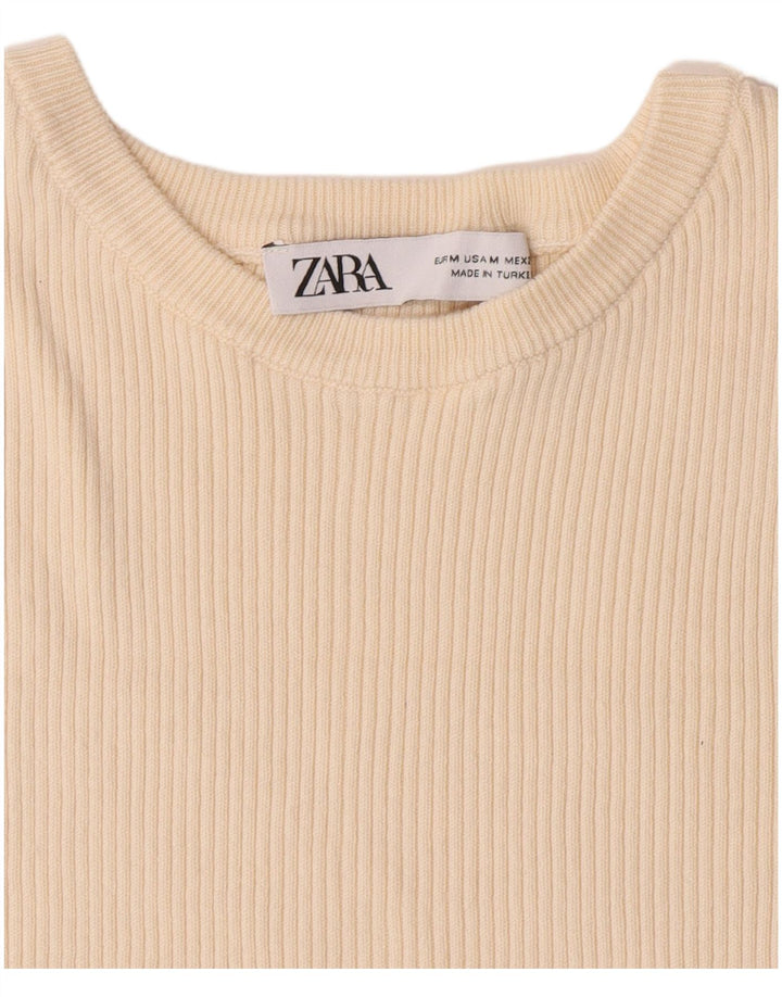 Женская укороченная футболка Zara UK 12 Medium Beige