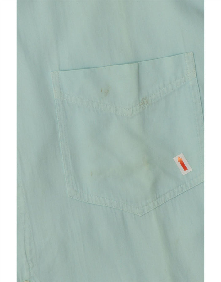 VINTAGE Mens Short Sleeve Shirt Large Blue Cotton Vintage Vintage and Second-Hand Vintage from Messina Hembry 