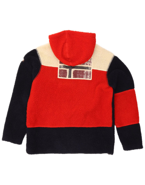 Мужская флисовая куртка Napapijri с капюшоном UK 34 XS, черный полиэстер с цветными блоками