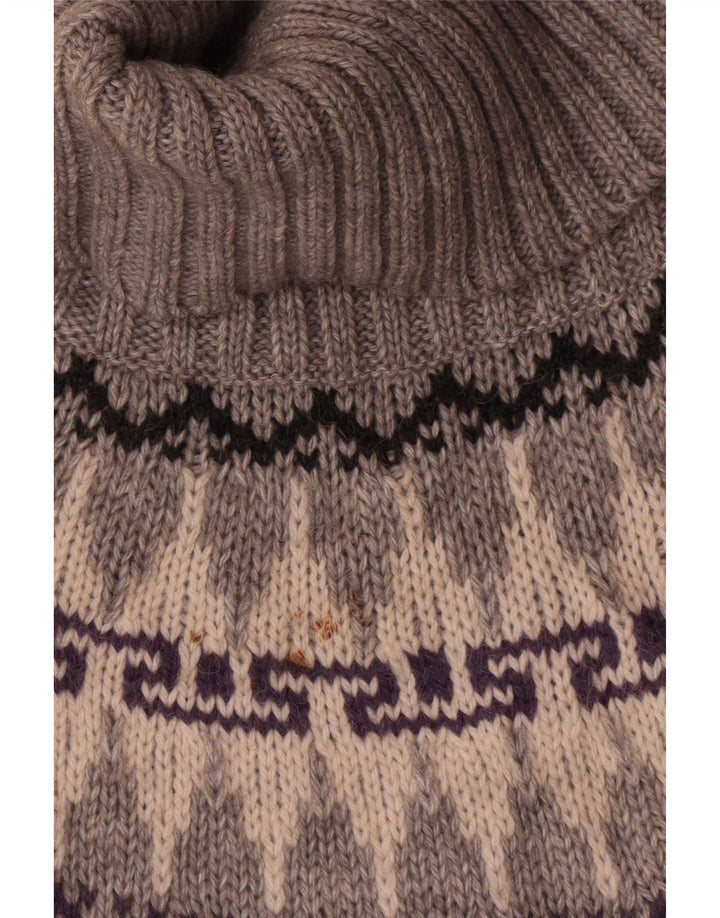 Женский джемпер с высоким воротником Marks & Spencer UK 12, средний серый цвет Fair Isle