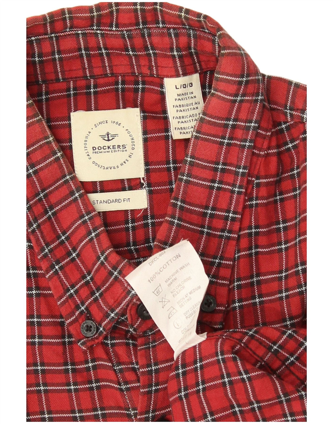 Мужская фланелевая рубашка Dockers стандартного кроя, большая красная клетка, хлопок