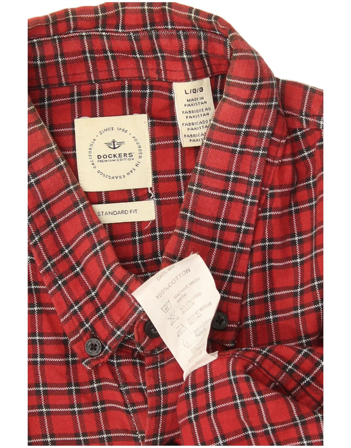 Мужская фланелевая рубашка Dockers стандартного кроя, большая красная клетка, хлопок