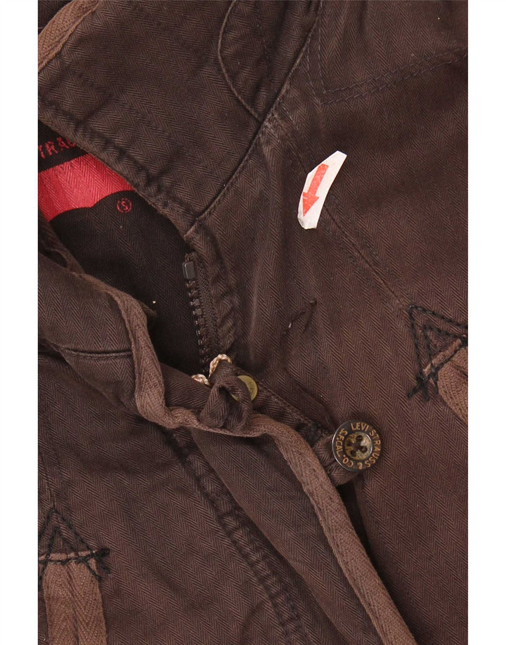 Женская ветровка Levi's UK 10, маленькая коричневая с рисунком «елочка»