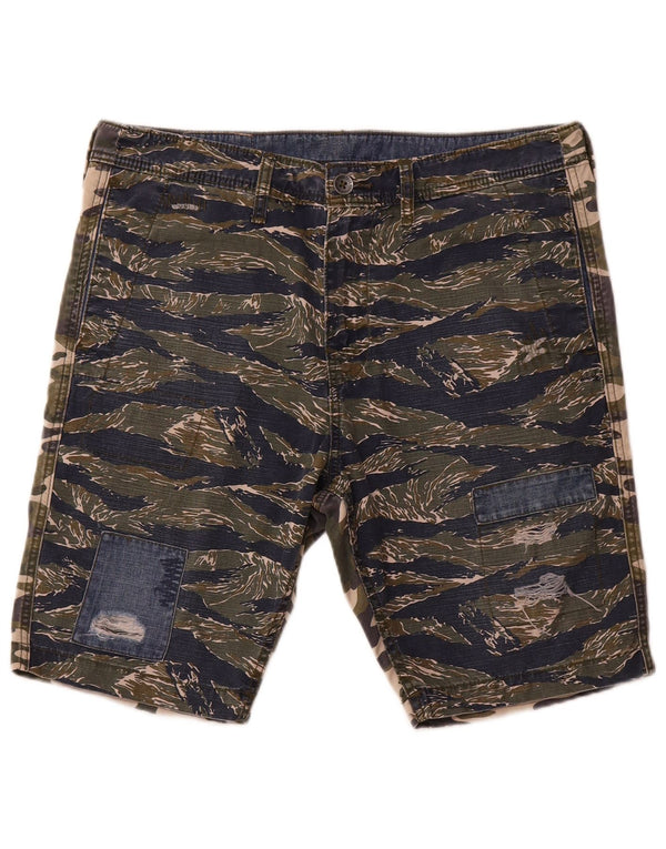 Мужские шорты-карго True Religion W34, большие камуфляжные хлопковые шорты цвета хаки