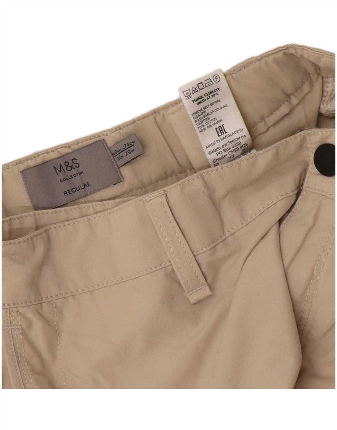 Мужские прямые брюки карго Marks & Spencer W36 L29 бежевые, хлопок