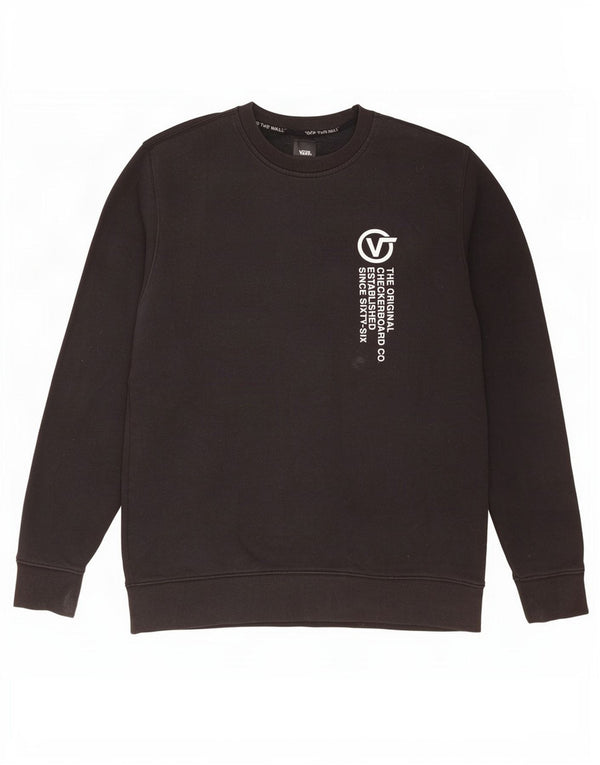 Мужской свитшот с рисунком Vans, хлопковый джемпер среднего размера, черный