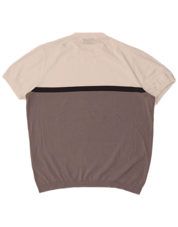 Massimo Dutti Mens Graphic T-Shirt Top XL White Colourblock Cotton