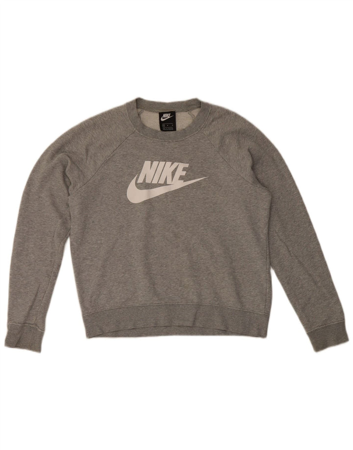 Женский свитер с рисунком Nike UK 14, хлопковый средний серый цвет