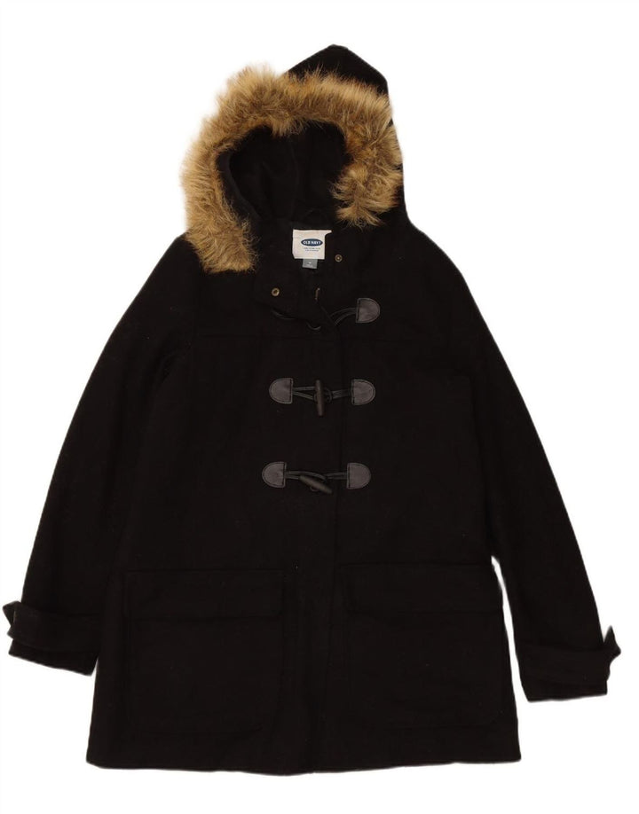 OLD NAVY Womens Hooded Duffle Coat UK 14 Medium Brown Wool
