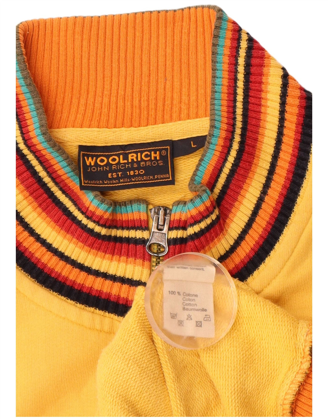 WOOLRICH Женский спортивный костюм с графическим рисунком, верхняя куртка UK 14, большой желтый хлопок