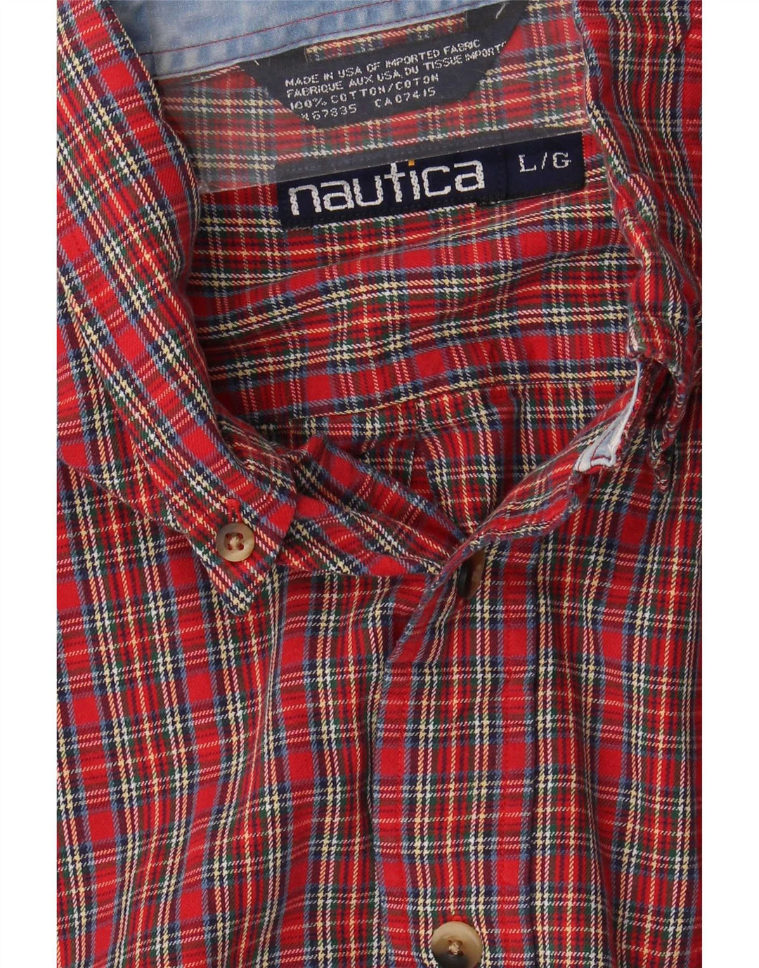 Мужская фланелевая рубашка Nautica, большая красная клетка, хлопок