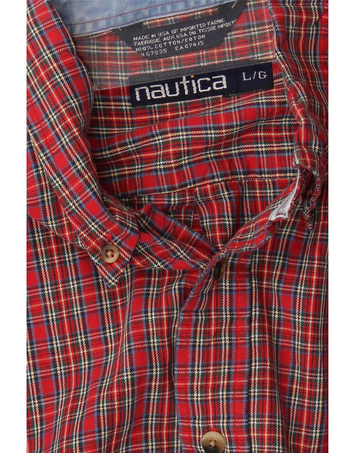 Мужская фланелевая рубашка Nautica, большая красная клетка, хлопок