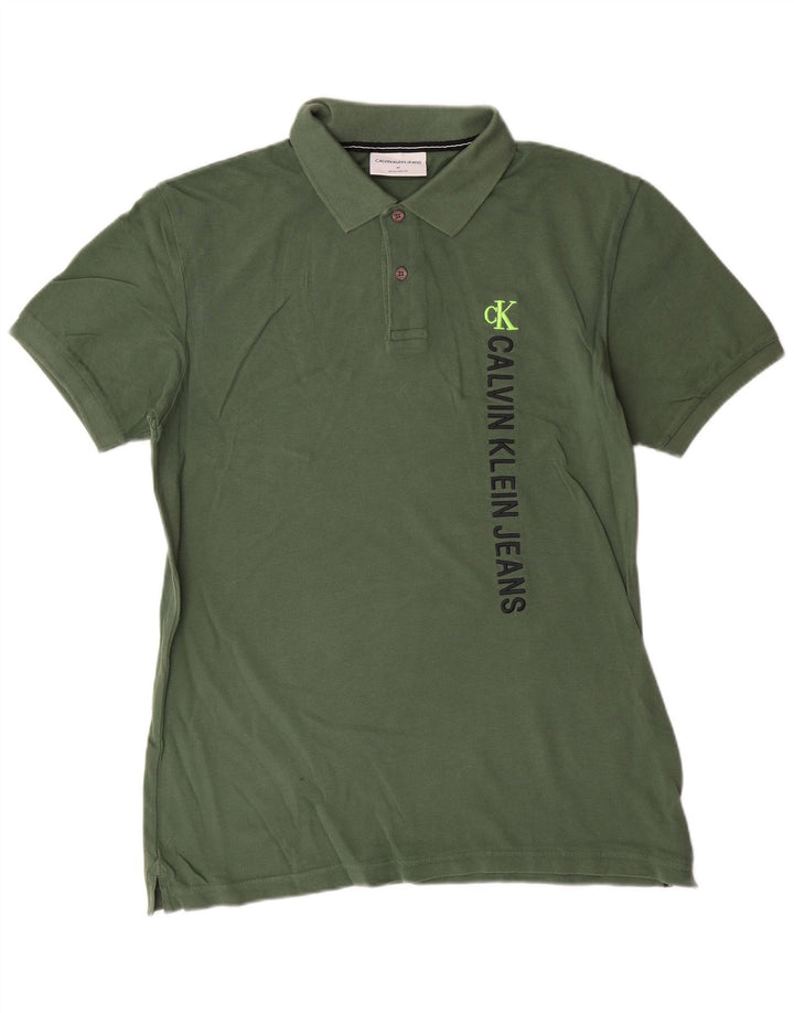 CALVIN KLEIN JEANS Мужская рубашка поло стандартного кроя с рисунком, средний цвет, хаки, хлопок