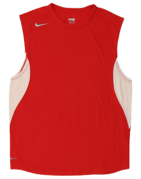 Мужской жилет Nike Mens Vest Top UK 42/44, большой красный, хлопковый спортивный с цветными блоками