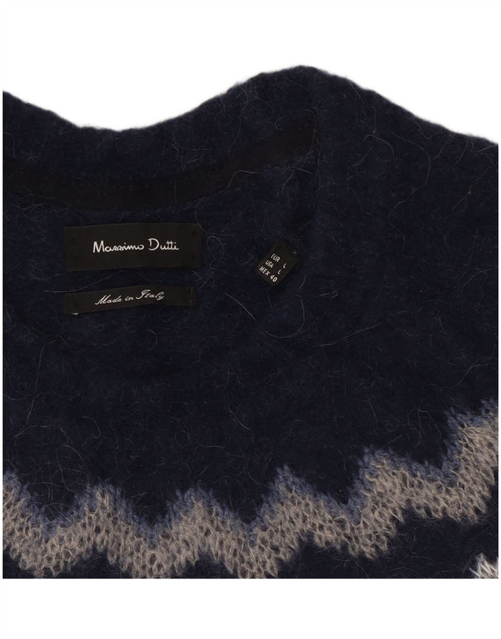 Женский джемпер с круглым вырезом Massimo Dutti UK 16, большой темно-синий