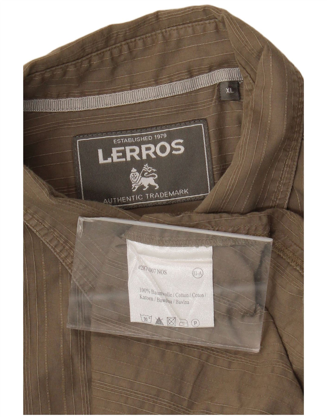 Мужская рубашка Lerros XL, хлопок в полоску цвета хаки