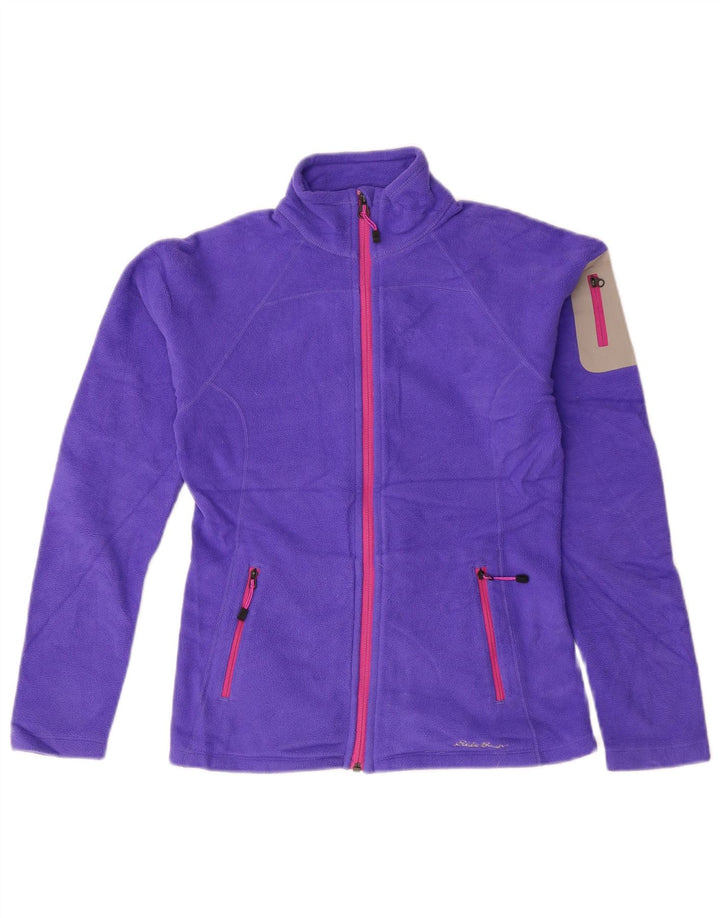 Женская флисовая куртка EDDIE BAUER UK 6 XS фиолетового цвета из полиэстера с цветными блоками