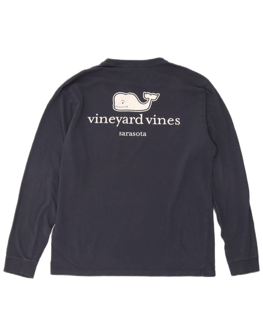 Мужской топ с графическим рисунком Vineyard Vines, маленький темно-синий хлопок с длинными рукавами