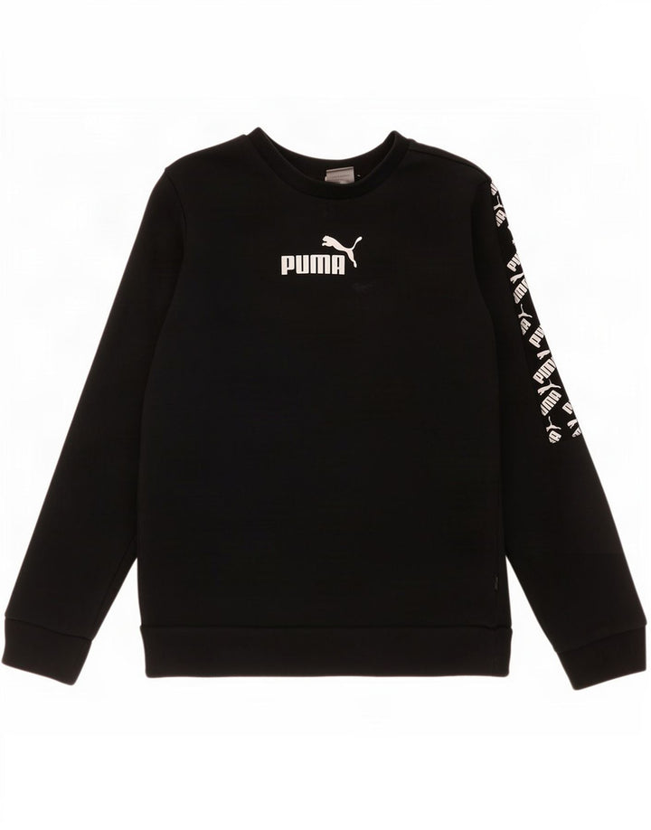 Джемпер с рисунком Puma для мальчиков 11-12 лет, черный хлопок