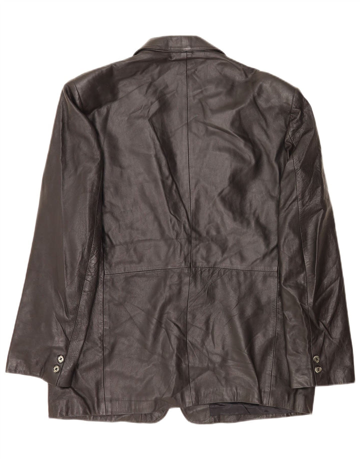 Винтажный мужской кожаный пиджак на 2 пуговицах IT 52 XL, черный