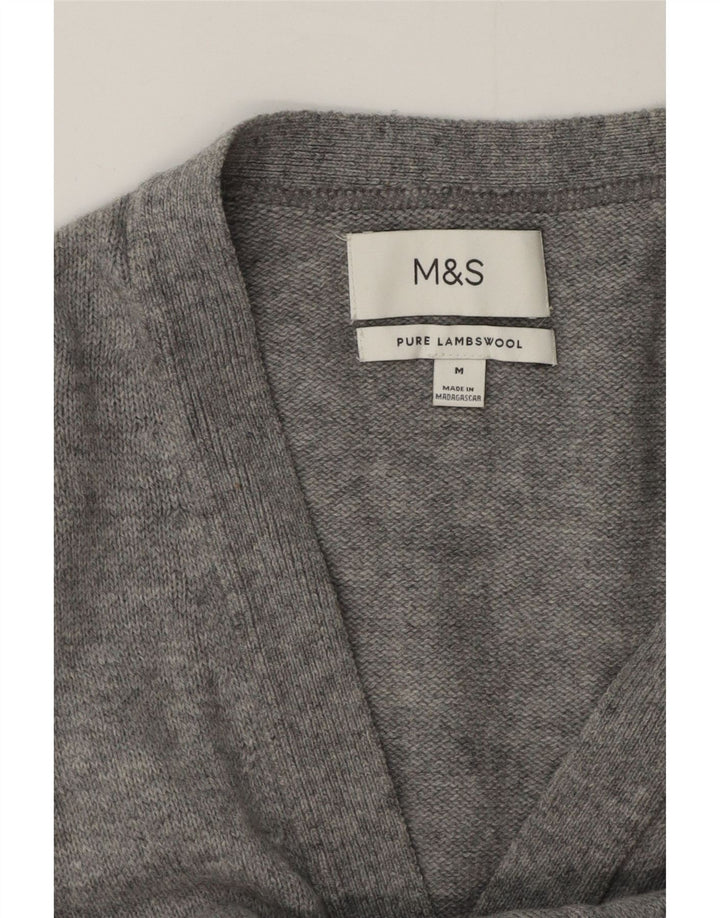 Мужской кардиган MARKS & SPENCER из овечьей шерсти среднего серого цвета в крапинку