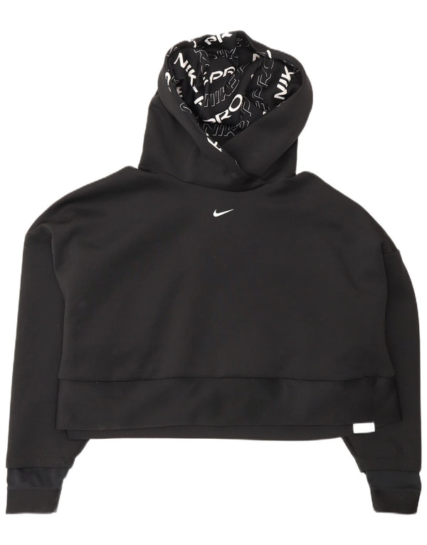 Женский укороченный джемпер с капюшоном Nike Dri Fit UK 14 2XL, черный полиэстер, спортивный