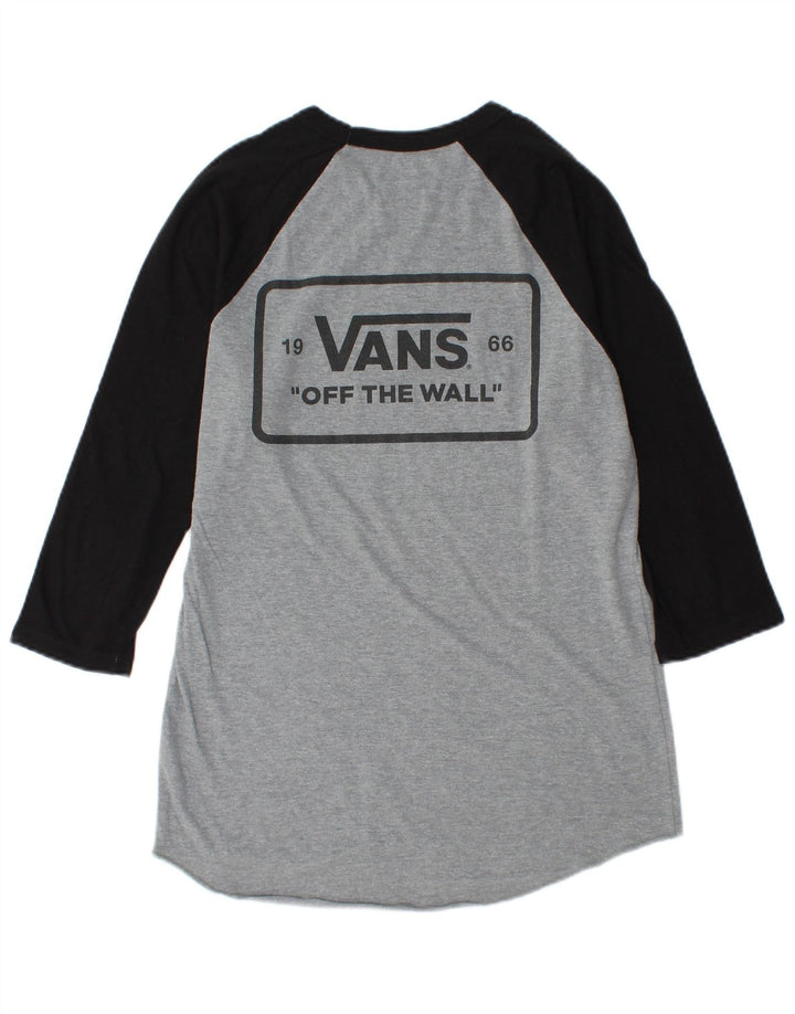 Мужской топ с рисунком Vans, рукав 3/4, маленький серый хлопок