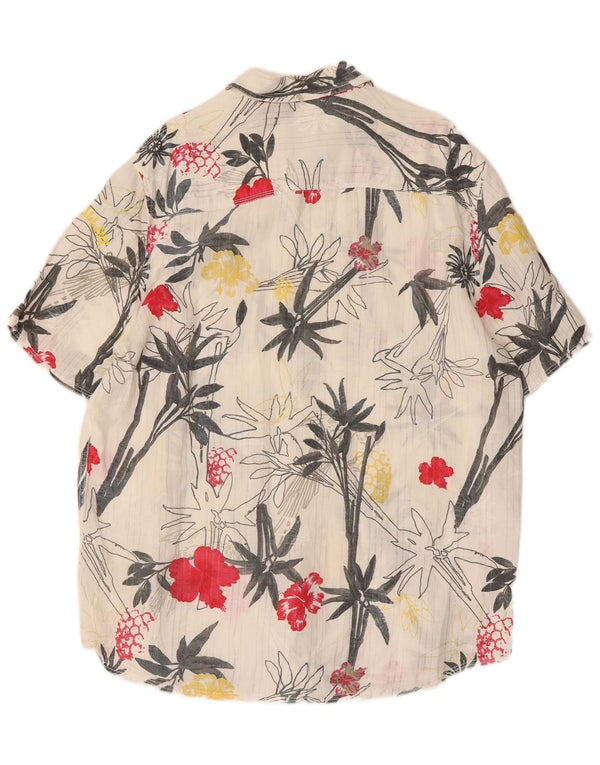 O'NEILL Mens Short Sleeve Shirt 2XL White Floral Flax