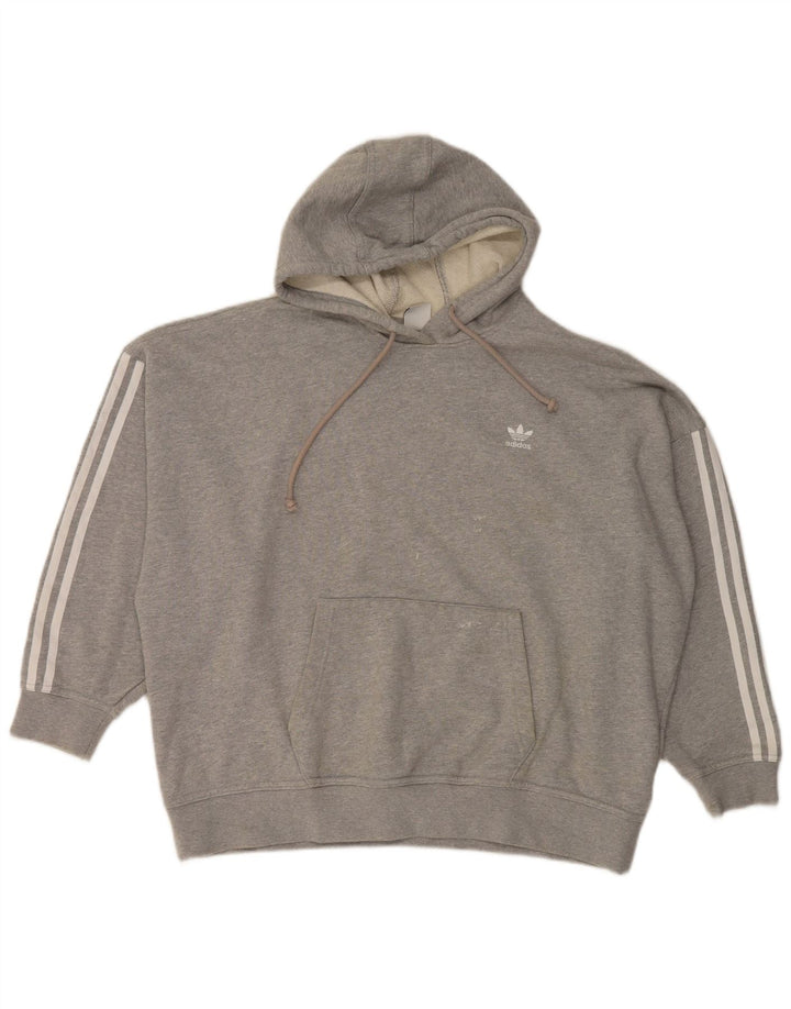 Женский джемпер с капюшоном Adidas Oversized UK 14, хлопок среднего серого цвета