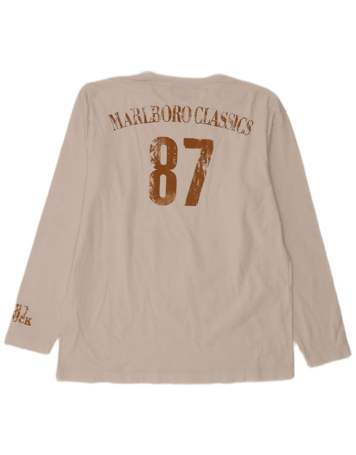 Мужской топ с рисунком Marlboro Classics, белый хлопок, длинный рукав, размер XL