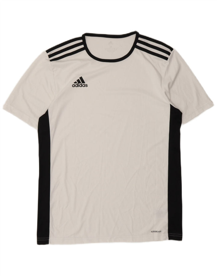 Adidas Мужская футболка Aeroready Верх среднего размера из полиэстера с цветными блоками белого цвета