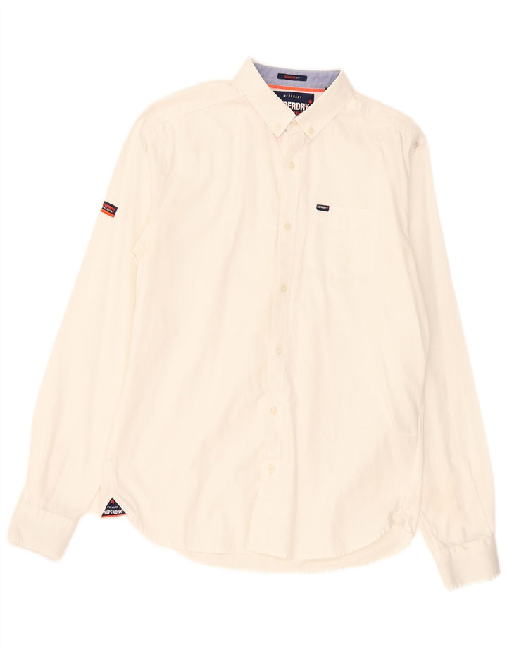 Мужская рубашка Superdry, маленькая белая, хлопковая
