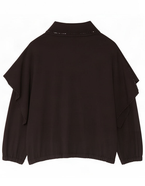Emporio Armani Womens 3/4 Sleeve Oversized Blouse Top UK 18 XL Black