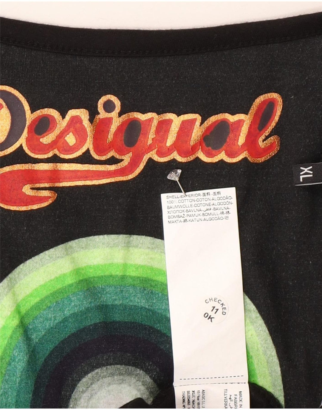 Женское платье в стиле ампир с абстрактным узором Desigual, черное современное, XL