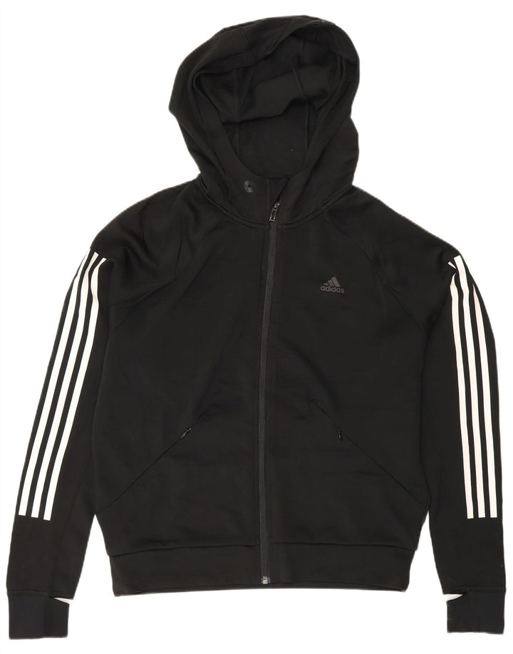 Женский свитер с капюшоном на молнии Adidas Climalite Oversized UK 8/10, маленький черный