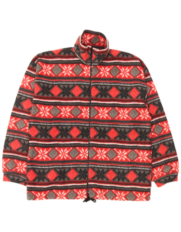 Винтажная мужская флисовая куртка UK 40, большая красная Fair Isle