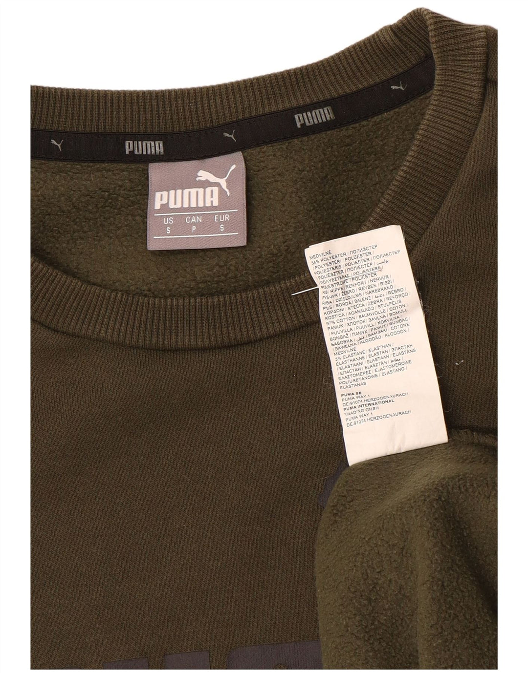 Мужской свитшот с рисунком Puma, маленький хлопковый джемпер цвета хаки