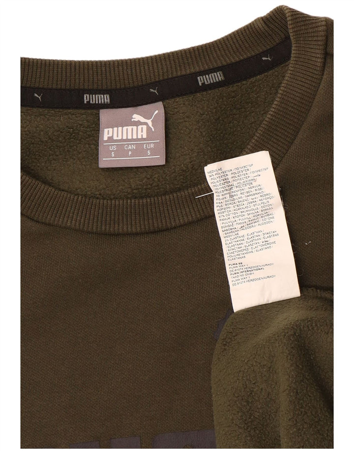 Мужской свитшот с рисунком Puma, маленький хлопковый джемпер цвета хаки