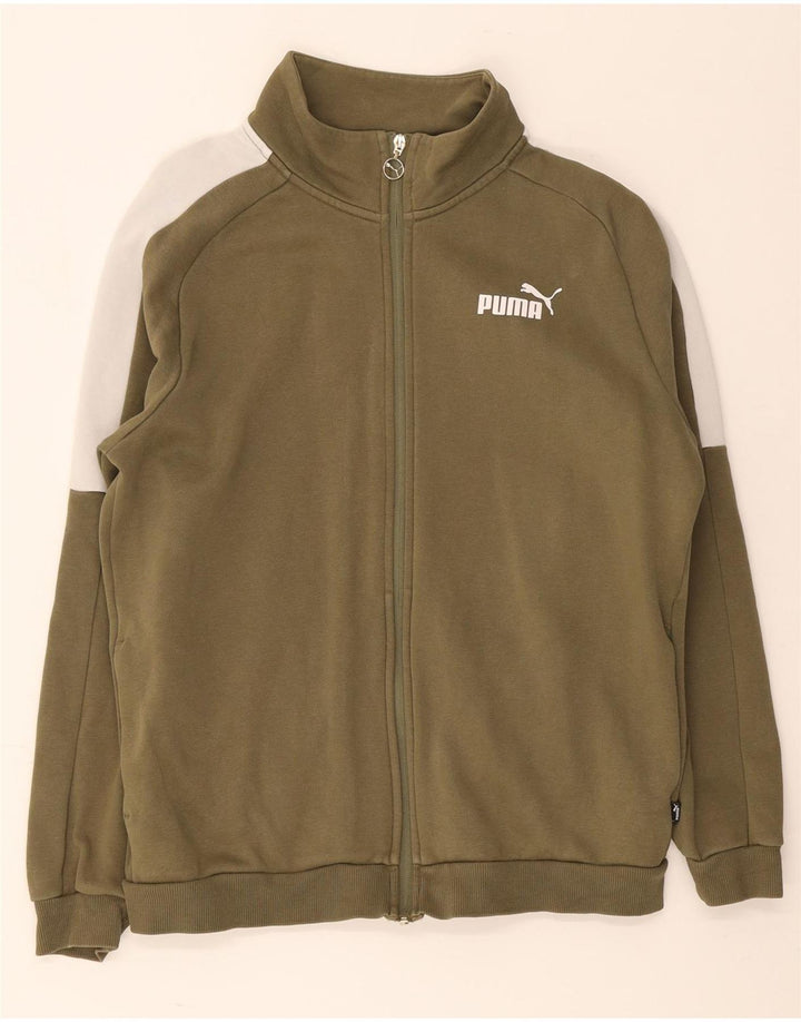 Мужской спортивный костюм Puma, верхняя куртка, средний цвет, хаки, хлопок с цветными блоками