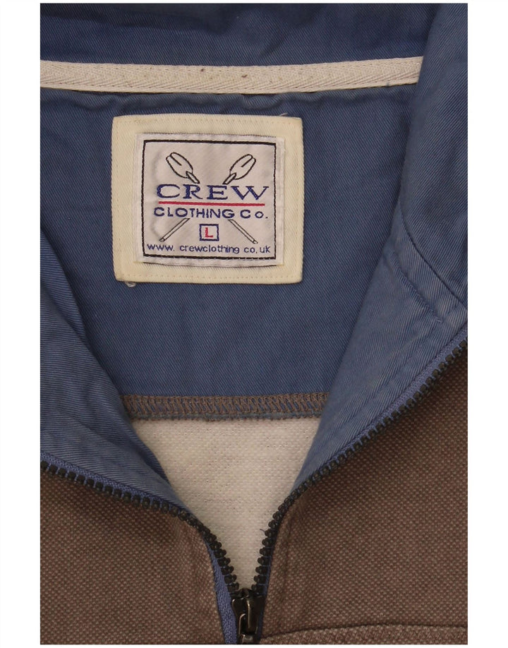 Crew Clothing Мужской свитшот с воротником на молнии, большой серый джемпер