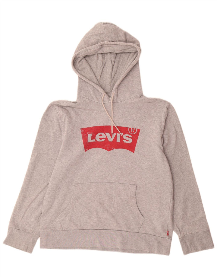 Мужской джемпер с капюшоном LEVI'S, серый, хлопковый, с рисунком