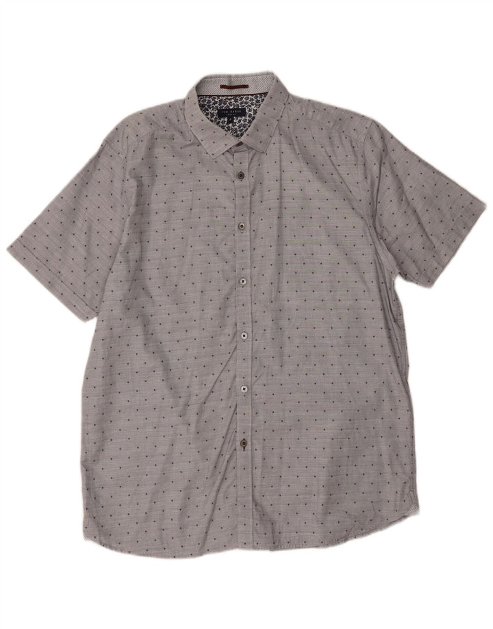 Мужская рубашка с коротким рукавом Ted Baker, размер 5 XL, серая, пятнистая, хлопок