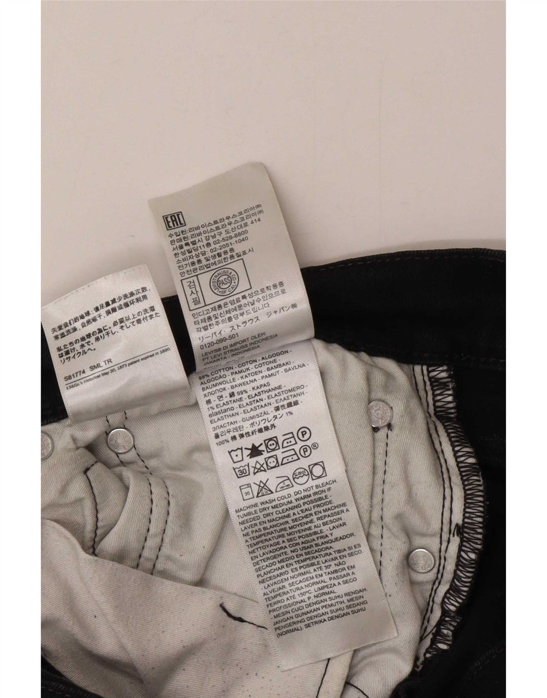 Levi's Mens 502 Tapered Jeans W34 L32 Black Cotton
